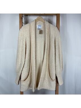Vintage 90's Sideffects Oatmeal Boucle Pockets Cardigan Sweater #1268 Size MED